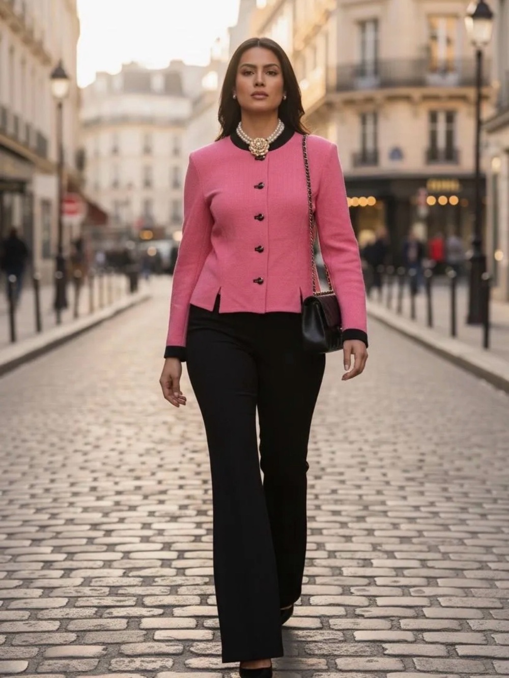 St. John Collection by Marie Gray Size 10 Pink Black Santana Knit Jacket Blazer